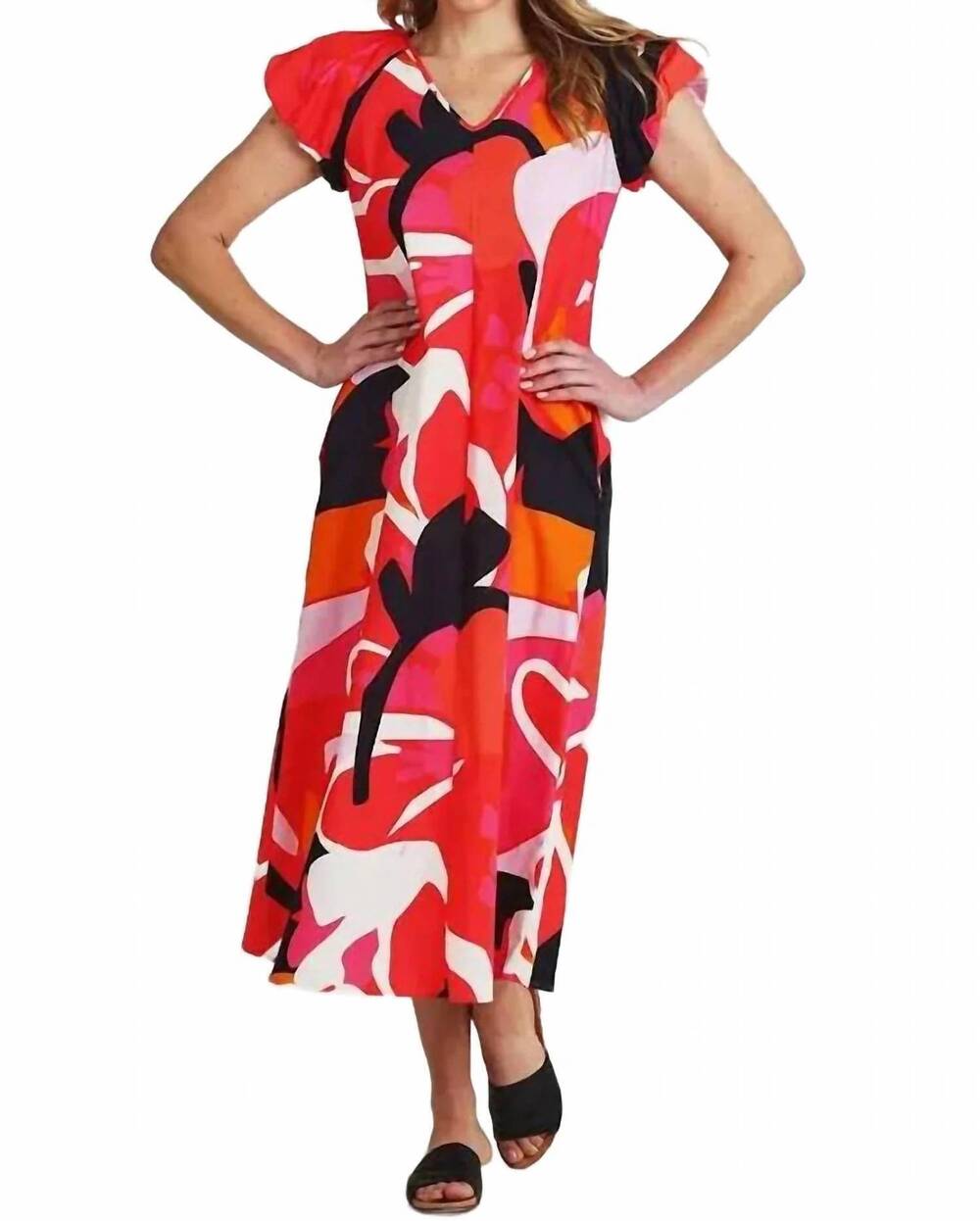 NEW FOIL dress is more v-neck midi dress in lush